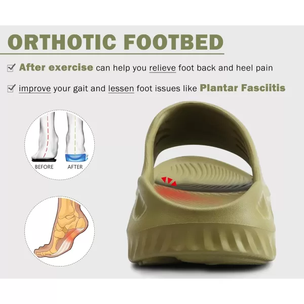KuaiLu Womens Recovery Sandals With Comfortable Plantar Fasciitis Support,Ladies Orthotic Open Toe Sport Slides Thick Cushion Reduces Stress on Feet,Joints &amp; Back Post-Exercise