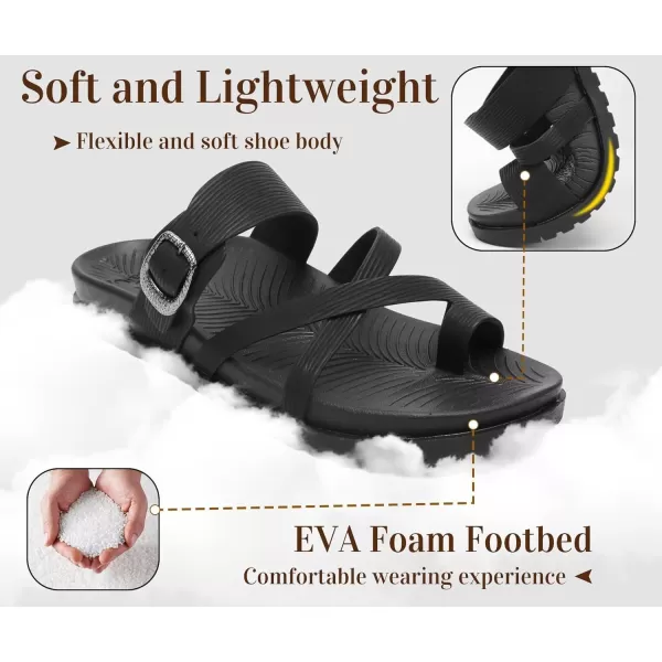 KuaiLu Womens Orthotic Slides Fashion Strappy Flat Sandals With Comfortable Plantar Fasciitis Arch Support Summer Adjustable Braided Open Toe Cushion Womans Dressy Sandals Size5-11