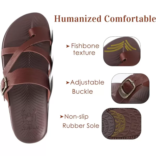 KuaiLu Womens Orthotic Slides Fashion Strappy Flat Sandals With Comfortable Plantar Fasciitis Arch Support Summer Adjustable Braided Open Toe Cushion Womans Dressy Sandals Size5-11