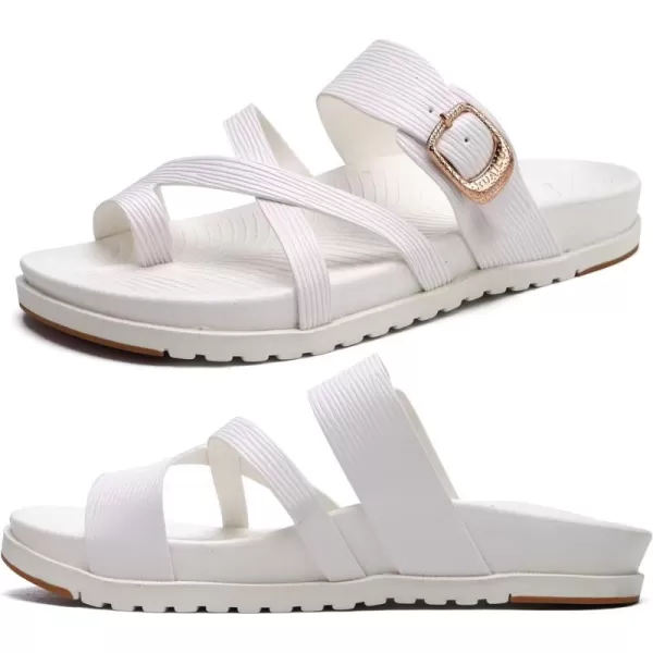 KuaiLu Womens Orthotic Slides Fashion Strappy Flat Sandals With Comfortable Plantar Fasciitis Arch Support Summer Adjustable Braided Open Toe Cushion Womans Dressy Sandals Size5-11