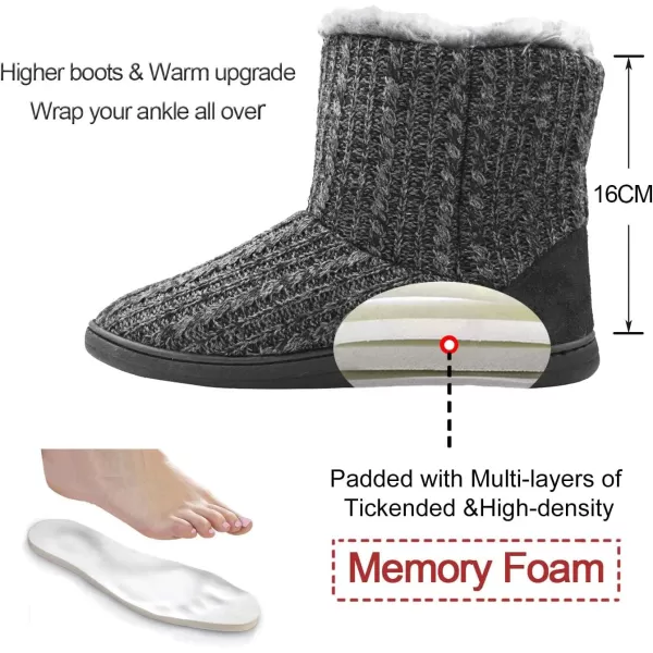 KuaiLu Womens Slippers Boots Cozy Memory Foam Ladies Bootie Slipper Warm Fuzzy Faux Fur Lined Winter Ankle House Shoes