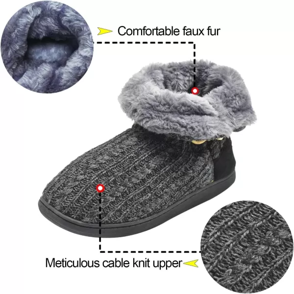 KuaiLu Womens Slippers Boots Cozy Memory Foam Ladies Bootie Slipper Warm Fuzzy Faux Fur Lined Winter Ankle House Shoes