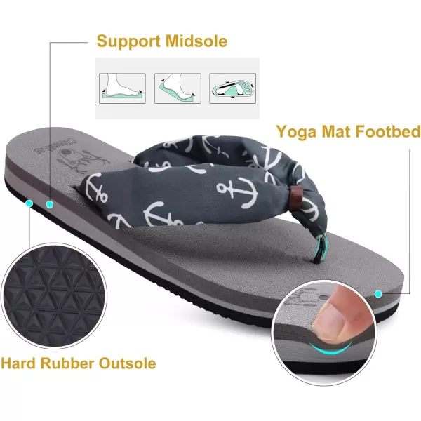 KuaiLu Women's Yoga Foam Flip Flops with Arch Support Thong Sandals Non-Slip Silk Black Size 5