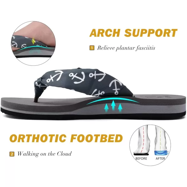 KuaiLu Women's Yoga Foam Flip Flops with Arch Support Thong Sandals Non-Slip Silk Black Size 5