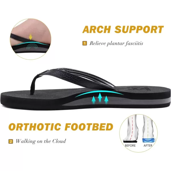 KuaiLu Womens Arch Support Flip Flops Comfortable Yoga Mat Cushion Slip on Walking Thong Sandals