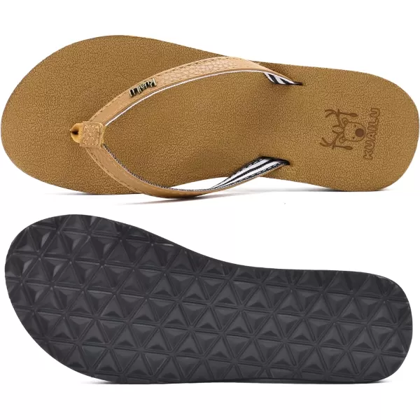 KuaiLu Womens Arch Support Flip Flops Comfortable Yoga Mat Cushion Slip on Walking Thong Sandals