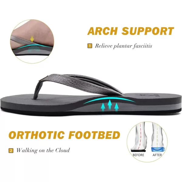 KuaiLu Womens Arch Support Flip Flops Comfortable Yoga Mat Cushion Slip on Walking Thong Sandals