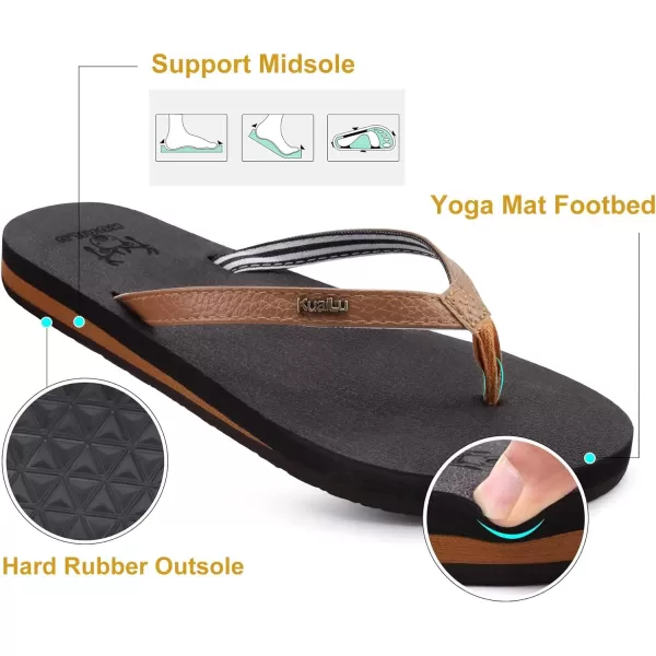 KuaiLu Womens Arch Support Flip Flops Comfortable Yoga Mat Cushion Slip on Walking Thong Sandals