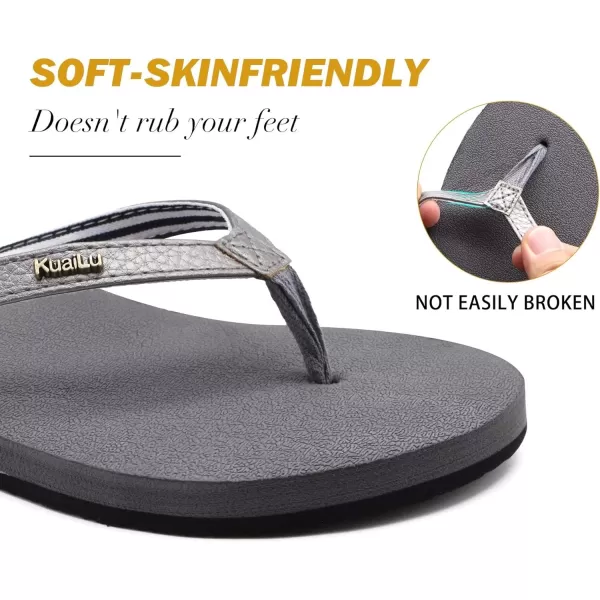 KuaiLu Womens Arch Support Flip Flops Comfortable Yoga Mat Cushion Slip on Walking Thong Sandals