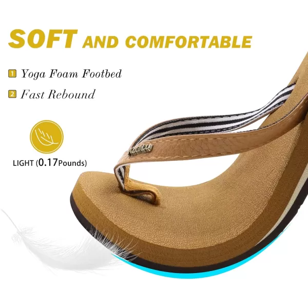 KuaiLu Womens Arch Support Flip Flops Comfortable Yoga Mat Cushion Slip on Walking Thong Sandals