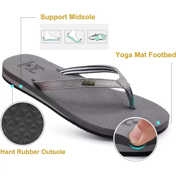 KuaiLu Womens Arch Support Flip Flops Comfortable Yoga Mat Cushion Slip on Walking Thong Sandals