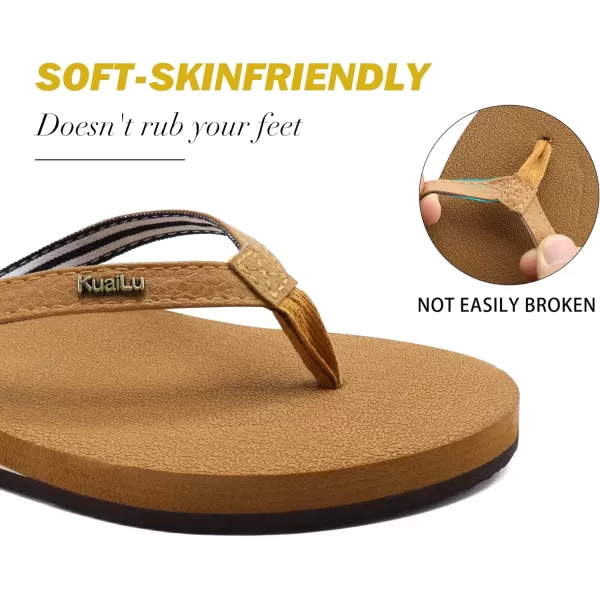 KuaiLu Womens Arch Support Flip Flops Comfortable Yoga Mat Cushion Slip on Walking Thong Sandals
