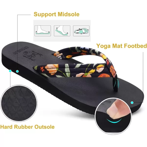 KuaiLu Womens Arch Support Flip Flops Ladies Comfort Lightweight Soft Yoga Mat Thong Sandals