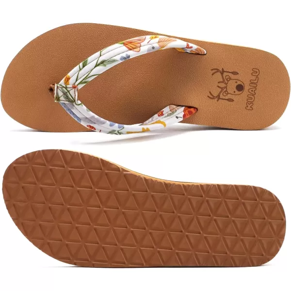 KuaiLu Womens Arch Support Flip Flops Ladies Comfort Lightweight Soft Yoga Mat Thong Sandals