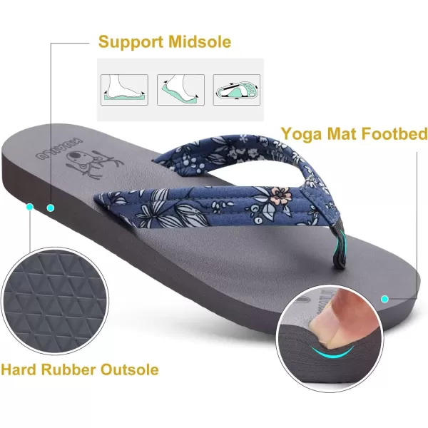 KuaiLu Womens Arch Support Flip Flops Ladies Comfort Lightweight Soft Yoga Mat Thong Sandals