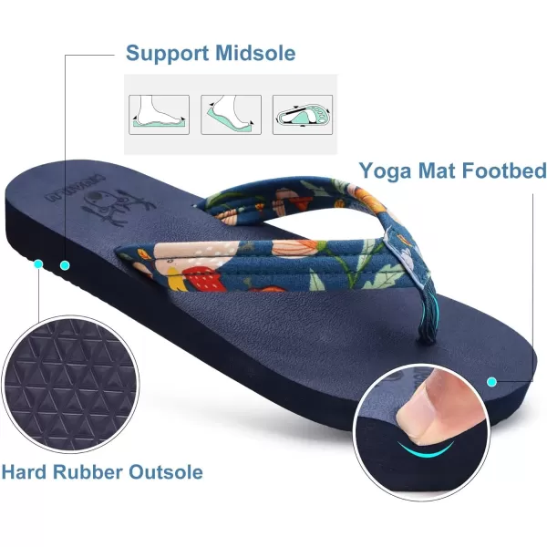 KuaiLu Womens Arch Support Flip Flops Ladies Comfort Lightweight Soft Yoga Mat Thong Sandals