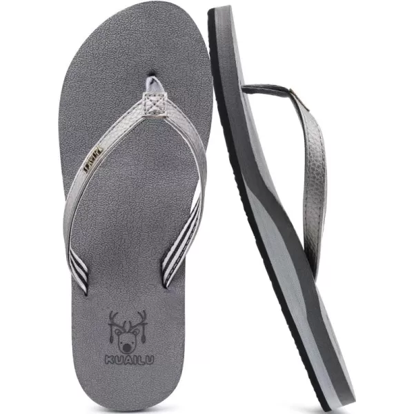 KuaiLu Womens Arch Support Flip Flops Comfortable Yoga Mat Cushion Slip on Walking Thong Sandals