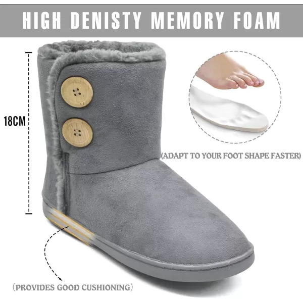 KuaiLu Womens Slippers Boots Cozy Memory Foam Ladies Bootie Slipper Warm Fuzzy Faux Fur Lined Winter Ankle House Shoes