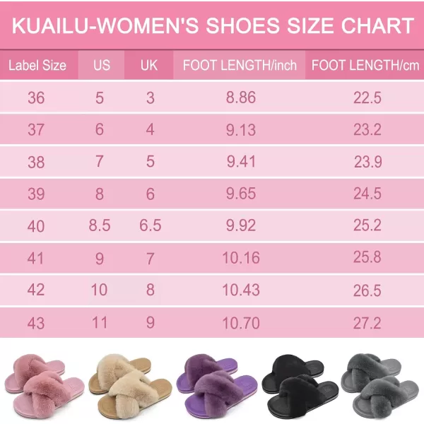 KuaiLu Womens Clog Slippers with Comfy Arch Support, Orthotic Plantar Fasciitis Memory Foam Ladies Slippers Warm Faux Fur Slip on Houes Shoes