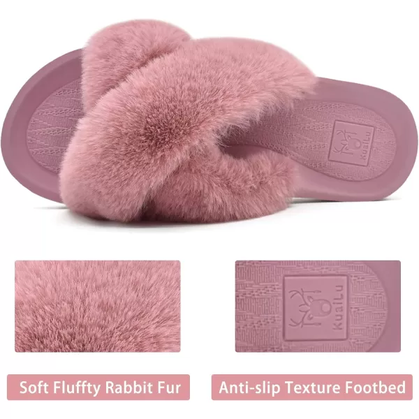 KuaiLu Womens Clog Slippers with Comfy Arch Support, Orthotic Plantar Fasciitis Memory Foam Ladies Slippers Warm Faux Fur Slip on Houes Shoes