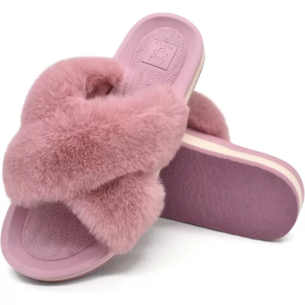 KuaiLu Womens Clog Slippers with Comfy Arch Support, Orthotic Plantar Fasciitis Memory Foam Ladies Slippers Warm Faux Fur Slip on Houes Shoes