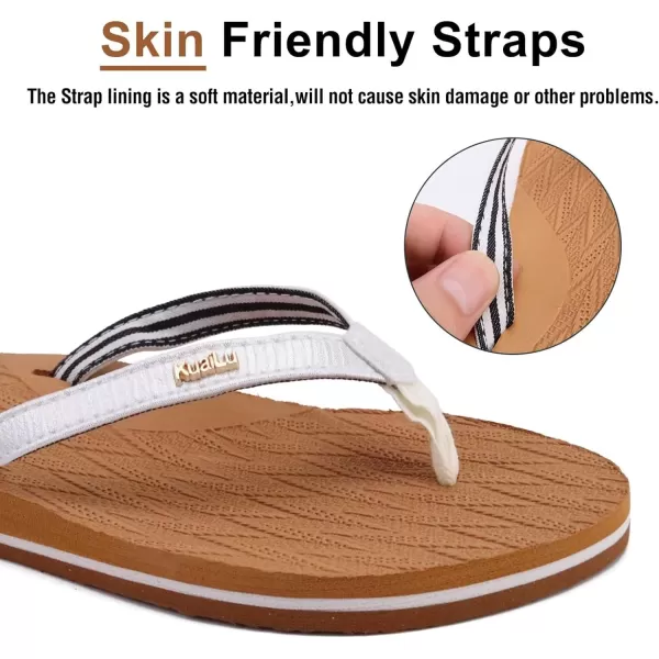 KuaiLu Womens Fashion Flip Flops Ladies Lightweight Summer Beach Yoga Mat Thong Sandals with Comfortable Arch Support
