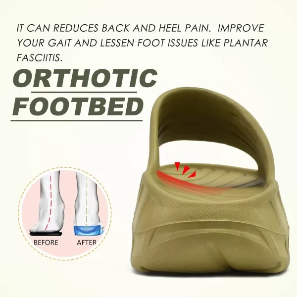 KuaiLu Mens Recovery Sandals Orthotic Thick Cushion Open Toe Sport Slides, Reduces Stress on Feet With Comfortable Plantar Fasciitis, Joints &amp; Back Post-Exercise