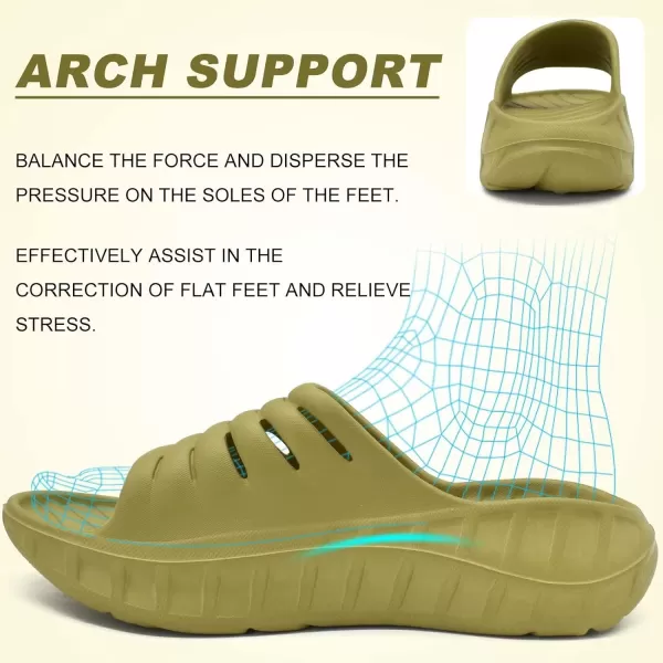 KuaiLu Mens Recovery Sandals Orthotic Thick Cushion Open Toe Sport Slides, Reduces Stress on Feet With Comfortable Plantar Fasciitis, Joints &amp; Back Post-Exercise