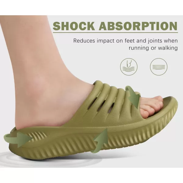 KuaiLu Womens Recovery Sandals With Comfortable Plantar Fasciitis Support,Ladies Orthotic Open Toe Sport Slides Thick Cushion Reduces Stress on Feet,Joints &amp; Back Post-Exercise