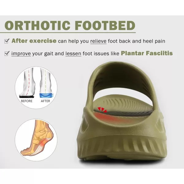 KuaiLu Womens Recovery Sandals With Comfortable Plantar Fasciitis Support,Ladies Orthotic Open Toe Sport Slides Thick Cushion Reduces Stress on Feet,Joints &amp; Back Post-Exercise