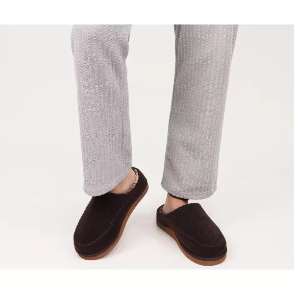 KuaiLu Mens Memory Foam Clog Slippers Comfy Handmade Stitch Microsuede Slip-on House Shoes With Arch Support Warm Faux Fur Lined Rubber Sole Indoor Outdoor