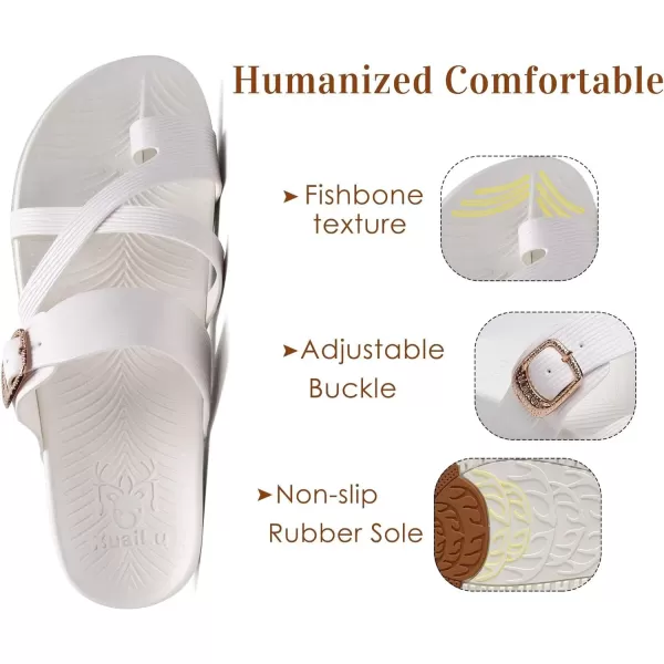 KuaiLu Womens Orthotic Slides Fashion Strappy Flat Sandals With Comfortable Plantar Fasciitis Arch Support Summer Adjustable Leather Braided Open Toe Cushion Womans Dressy Sandals Size5-11