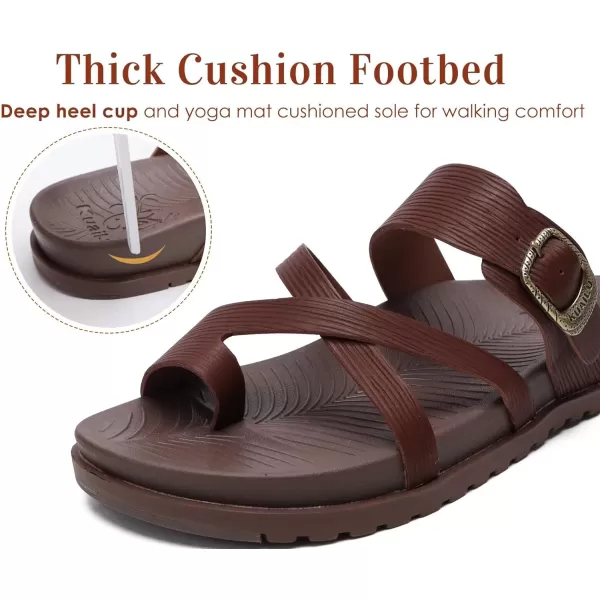 KuaiLu Womens Orthotic Slides Fashion Strappy Flat Sandals With Comfortable Plantar Fasciitis Arch Support Summer Adjustable Leather Braided Open Toe Cushion Womans Dressy Sandals Size5-11