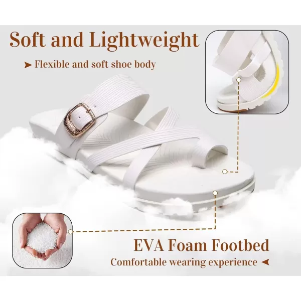 KuaiLu Womens Orthotic Slides Fashion Strappy Flat Sandals With Comfortable Plantar Fasciitis Arch Support Summer Adjustable Leather Braided Open Toe Cushion Womans Dressy Sandals Size5-11