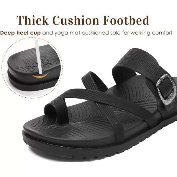 KuaiLu Womens Orthotic Slides Fashion Strappy Flat Sandals With Comfortable Plantar Fasciitis Arch Support Summer Adjustable Leather Braided Open Toe Cushion Womans Dressy Sandals Size5-11