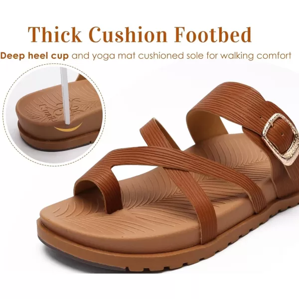 KuaiLu Womens Orthotic Slides Fashion Strappy Flat Sandals With Comfortable Plantar Fasciitis Arch Support Summer Adjustable Leather Braided Open Toe Cushion Womans Dressy Sandals Size5-11