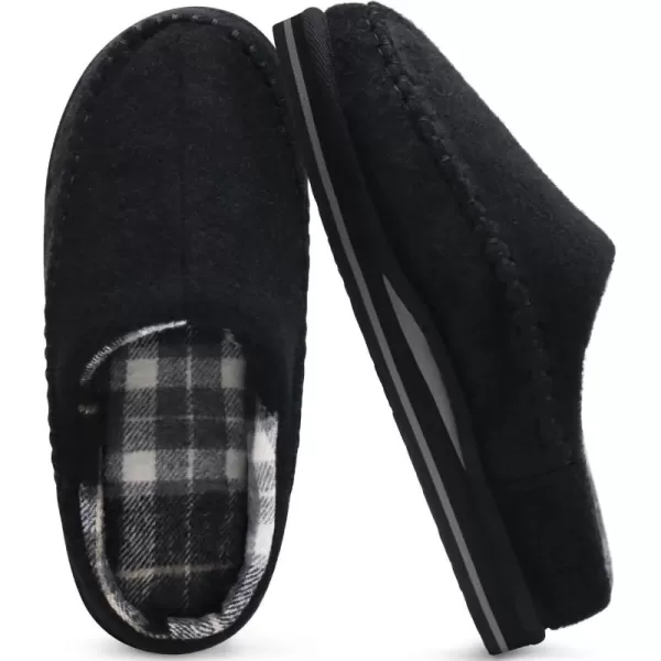 KuaiLu Mens Memory Foam Clog Slippers Comfy Handmade Stitch Microsuede Slip-on House Shoes With Arch Support Warm Faux Fur Lined Rubber Sole Indoor Outdoor