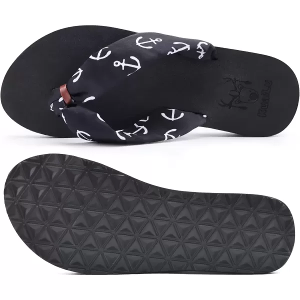 imageKuaiLu Flip Flops Women Yoga Foam Ladies Comfort Arch Support Summer Beach Casual Thong SandalsBlack