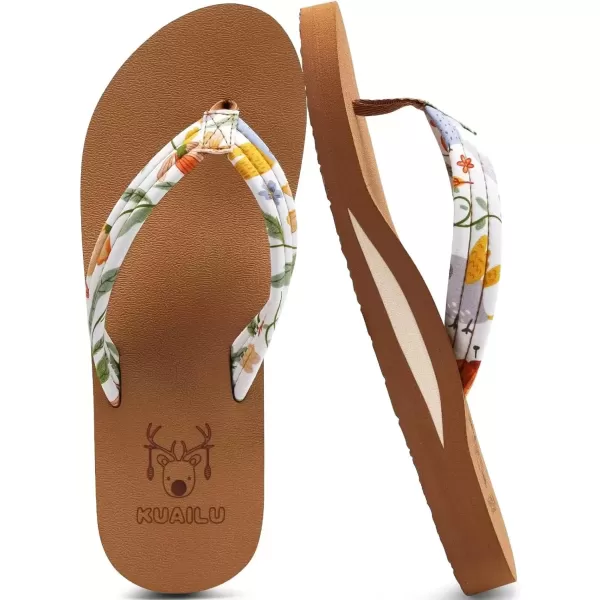 imageKuaiLu Womens Arch Support Flip Flops Ladies Comfort Lightweight Soft Yoga Mat Thong SandalsBeige