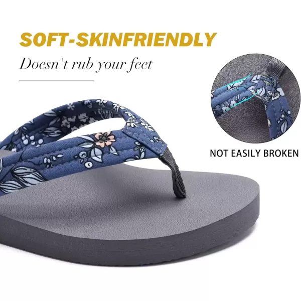 imageKuaiLu Womens Arch Support Flip Flops Ladies Comfort Lightweight Soft Yoga Mat Thong SandalsGrey