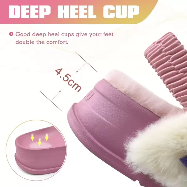imageKuaiLu Womens Fuzzy Criss Cross Band Platform Slippers Arch Support Furry Faux Fur Ladies Open Toe Cozy Soft Plush Fleece Comfy House Shoes SandalsPlush Pink