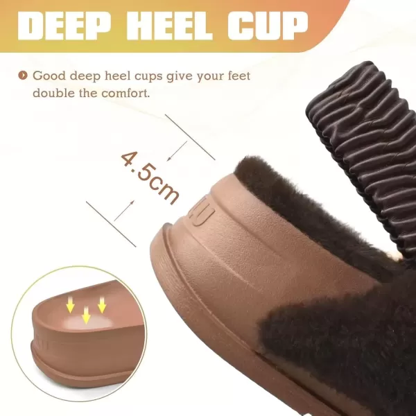 imageKuaiLu Womens Fuzzy Criss Cross Band Platform Slippers Arch Support Furry Faux Fur Ladies Open Toe Cozy Soft Plush Fleece Comfy House Shoes SandalsPlush Brown