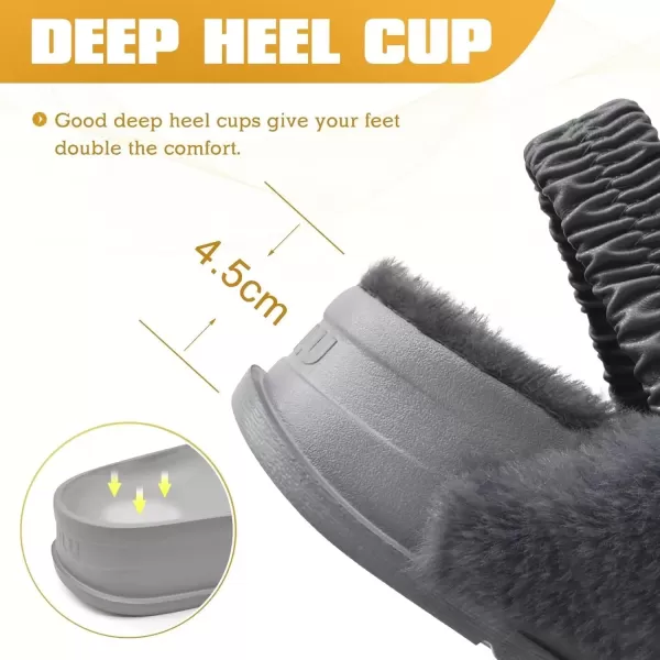 imageKuaiLu Womens Fuzzy Criss Cross Band Platform Slippers Arch Support Furry Faux Fur Ladies Open Toe Cozy Soft Plush Fleece Comfy House Shoes SandalsPlush Grey