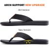 imageKuaiLu Mens Flip Flops Arch Support Comfortable Waterproof Open Toe Summer Beach Leather Thong Sandals Cushion Slip on SlippersBlack