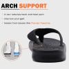 imageKuaiLu Mens Flip Flops Arch Support Comfortable Waterproof Open Toe Summer Beach Leather Thong Sandals Cushion Slip on SlippersBlack