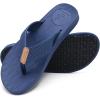 imageKuaiLu Mens Flip Flops Arch Support Comfortable Waterproof Open Toe Summer Beach Leather Thong Sandals Cushion Slip on SlippersBlue