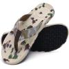 imageKuaiLu Mens Flip Flops Arch Support Comfortable Waterproof Open Toe Summer Beach Leather Thong Sandals Cushion Slip on SlippersCamobeige