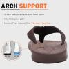imageKuaiLu Mens Flip Flops Arch Support Comfortable Waterproof Open Toe Summer Beach Leather Thong Sandals Cushion Slip on SlippersDbrown