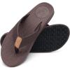 imageKuaiLu Mens Flip Flops Arch Support Comfortable Waterproof Open Toe Summer Beach Leather Thong Sandals Cushion Slip on SlippersDbrown