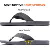 imageKuaiLu Mens Flip Flops Arch Support Comfortable Waterproof Open Toe Summer Beach Leather Thong Sandals Cushion Slip on SlippersGrey